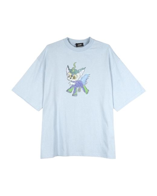 we11done Blue Monster Drawing T-Shirt for men