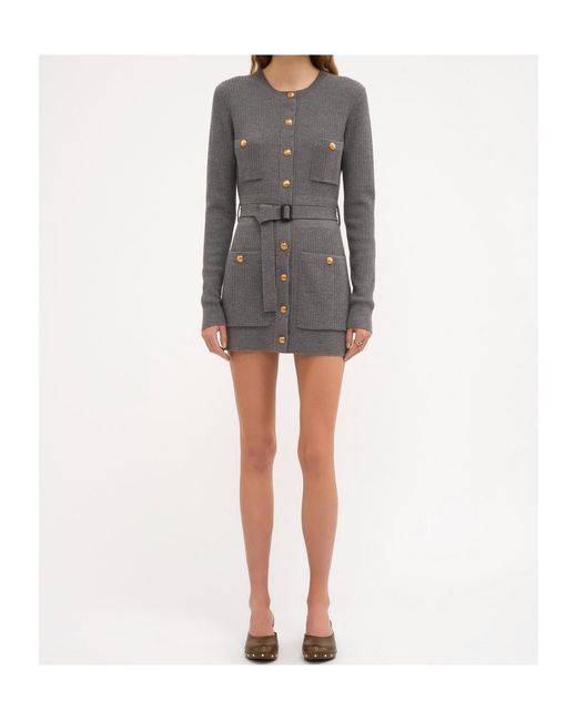 Chloé Gray Chloé Fitted Knit Long Cardigan
