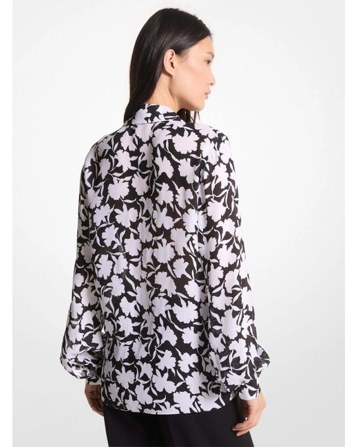 MICHAEL Michael Kors Black Allover Floral Printed Long-Sleeved Shirt
