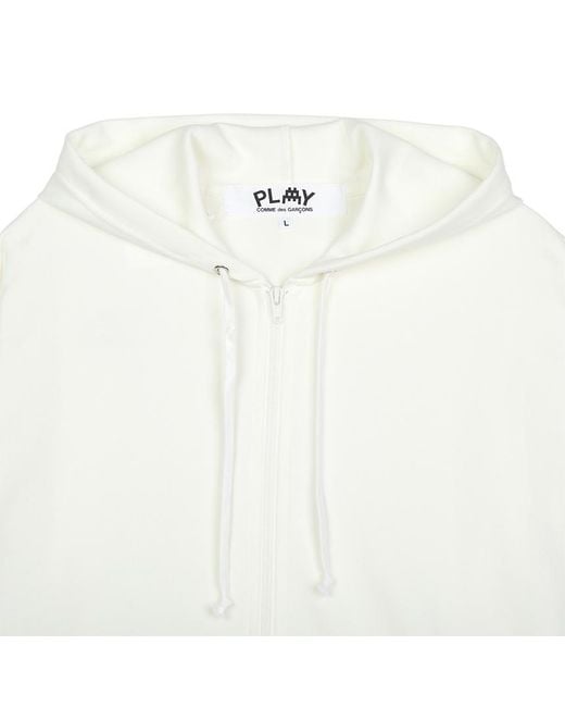 Comme des Garçons White Heart-Patch Drawstring Hoodie for men