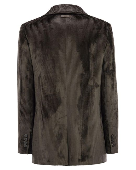 Peserico Black Velvet Striped Blazer