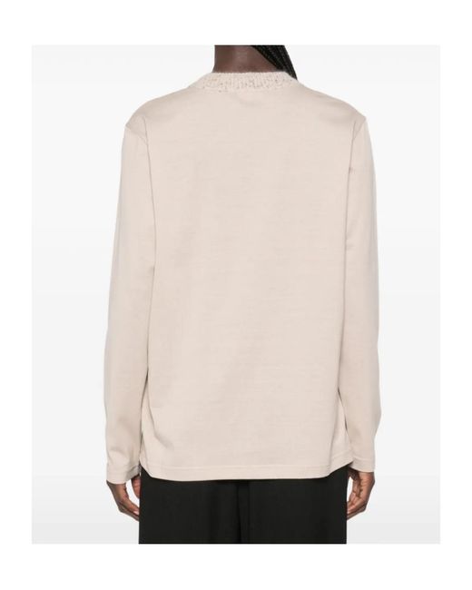 Fabiana Filippi Natural Ribbed-Collar T-Shirt
