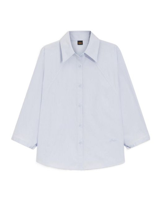 Boss White Relaxed-Fit Blouse