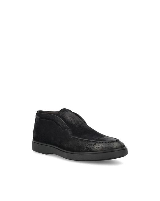 Tagliatore Black Round Toe Slip-On Loafers for men