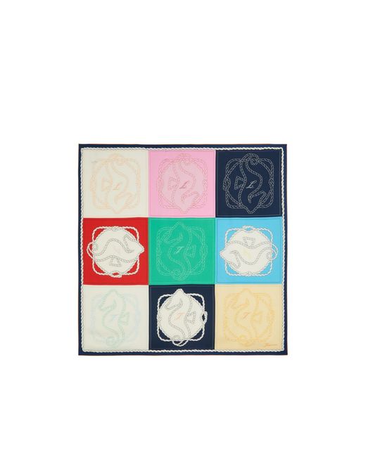 Jacquemus Blue Contrast Color Printed Silk Scarf