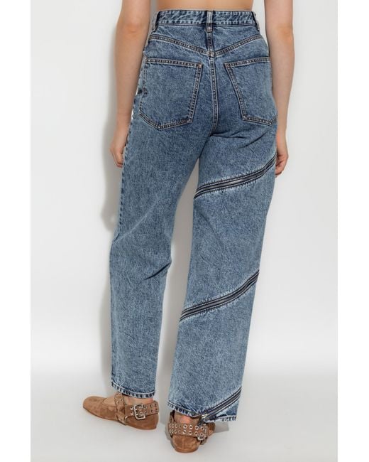 Alaïa Blue Alaïa Zip Detailed Spiral Jeans