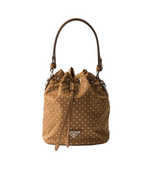 Prada Brown Re-Nylon Mini-Bag With Studs