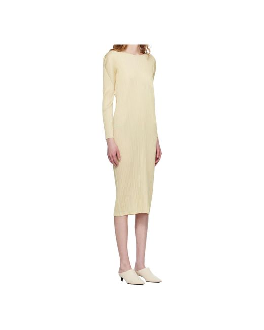 Pleats Please Issey Miyake Natural Pleated Knit Midi Dress