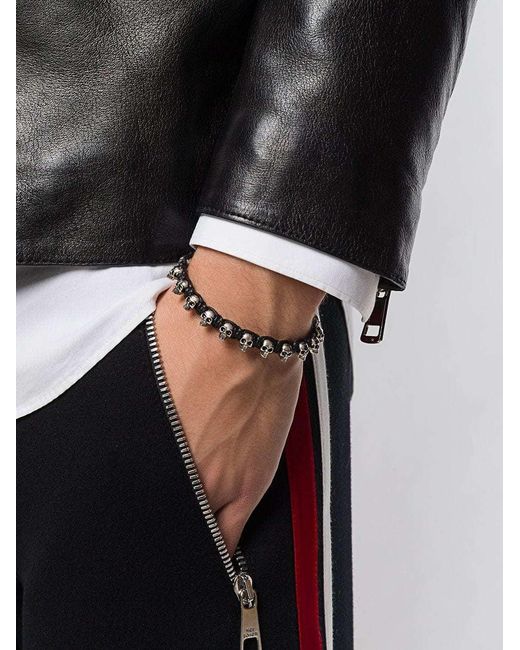 McQueen Multicolor Skull Woven Bracelet for men