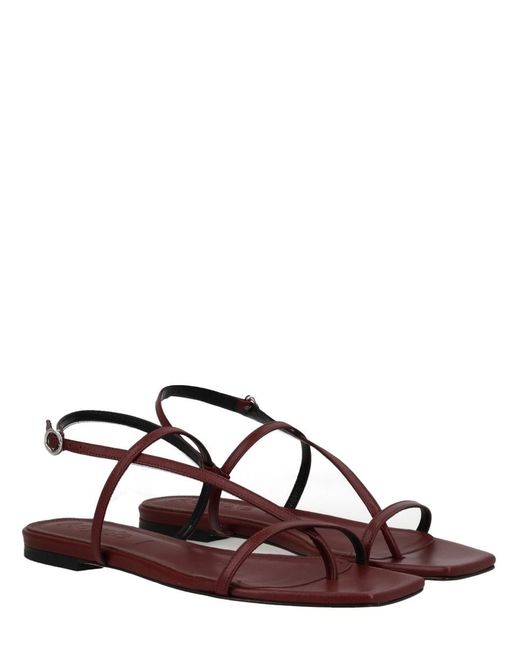 Aeyde Brown Square-Toe Flat Sandals