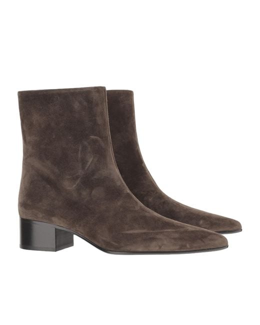 Khaite Brown Suede Ankle Boots