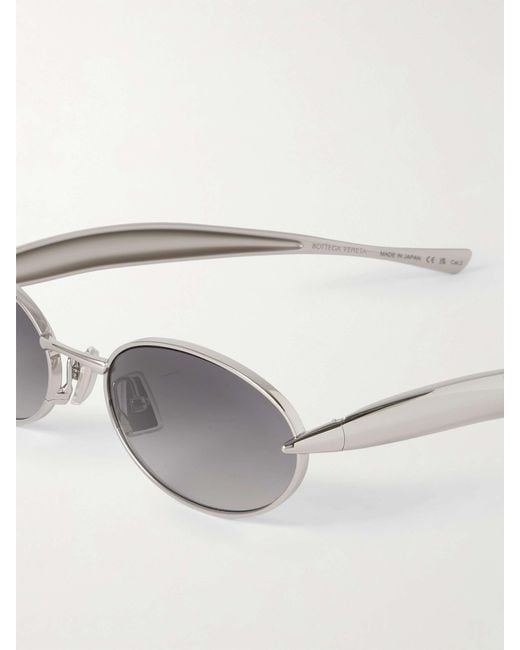 Bottega Veneta White Eyewear Oval Frame Sunglasses for men