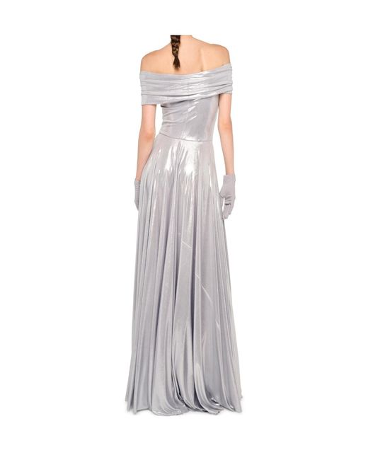 Norma Kamali White Off-Shoulder Pleated Dress