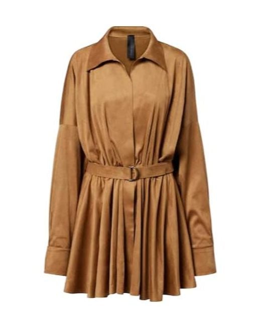 Norma Kamali Brown Belted Shirt Dress