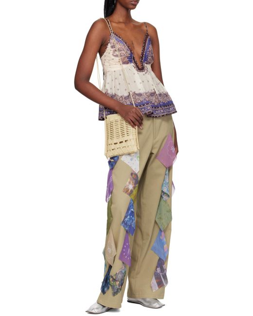 Hereu White Trena Interwoven Designed Crossbody Bag