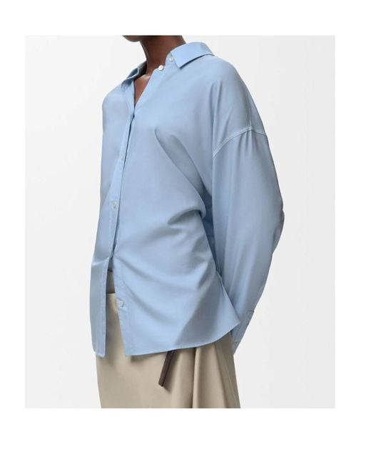 Loewe Blue Wool-Silk Draped Shirt