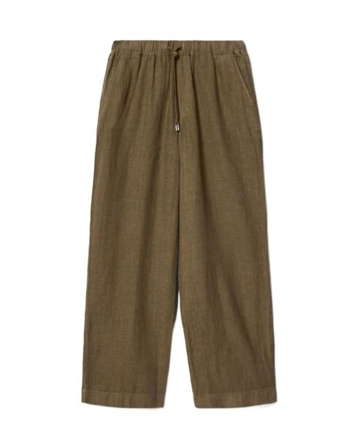 AllSaints Green Sharp Straight Leg Linen Trousers for men