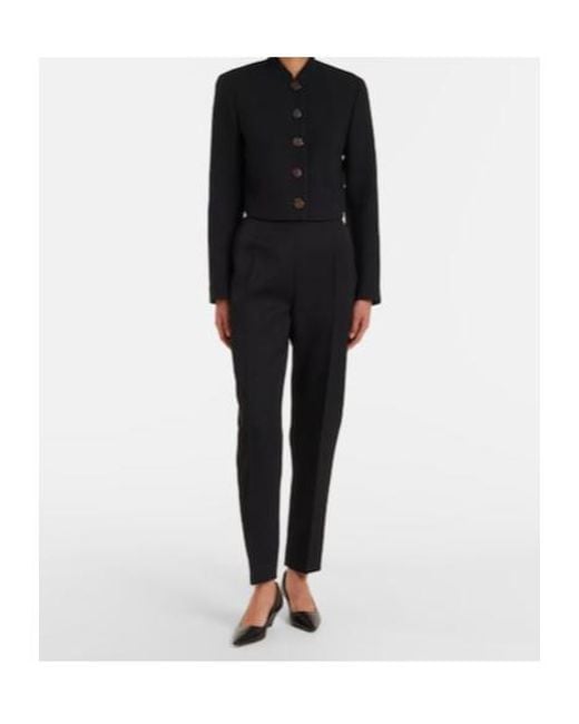 The Row Black Eranza Wool Straight Pants