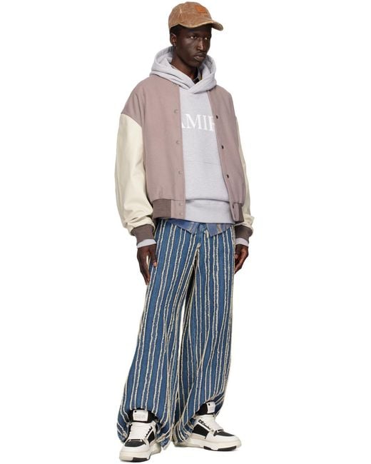 Amiri Gray Logo Printed Hoodie for men