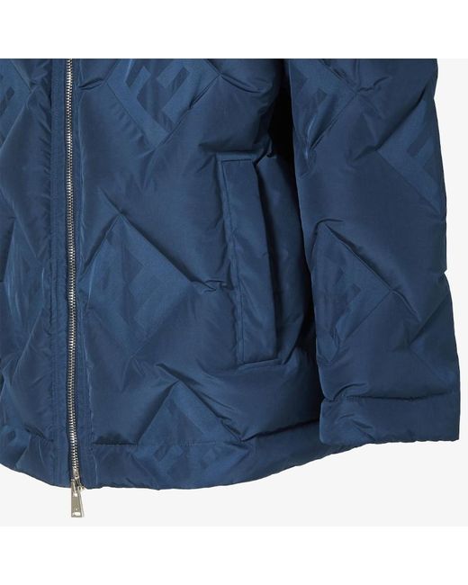Fendi Blue Dark Ff Technical Fabric Down Jacket for men