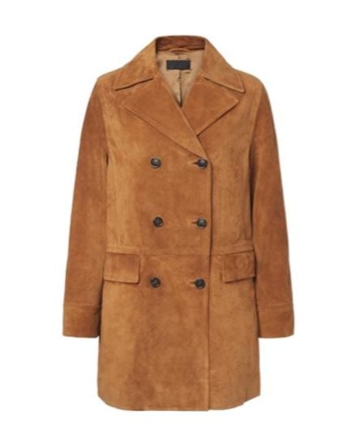 Nili Lotan Brown Remington Double-Breasted Suede Coat