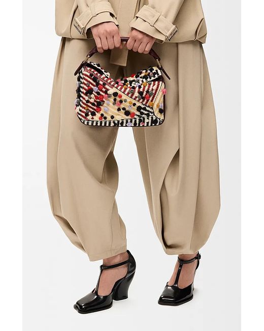 Loewe Pink Small Embroidered Fabric Puzzle Bag