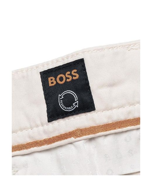Boss White Slim-Fit Chino Trousers for men