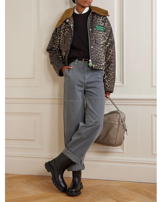 Barbour Brown Ganni Leopard Print Hooded Jacket