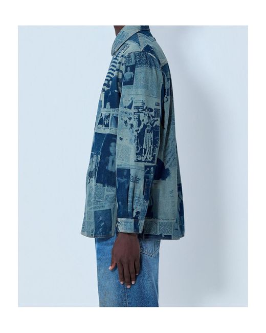 Jean Paul Gaultier Blue Printed Poplin Shirt for men