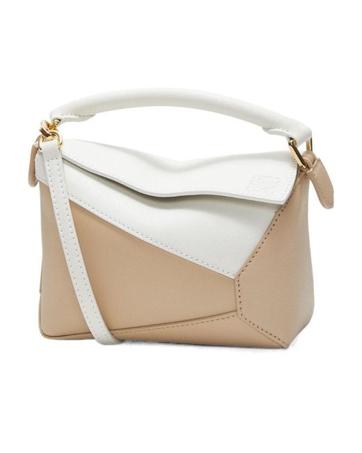 Loewe White Anagram Embossed Mini Puzzle Bag