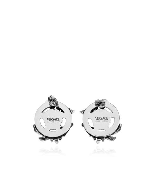 Versace White Medusa Head Earrings