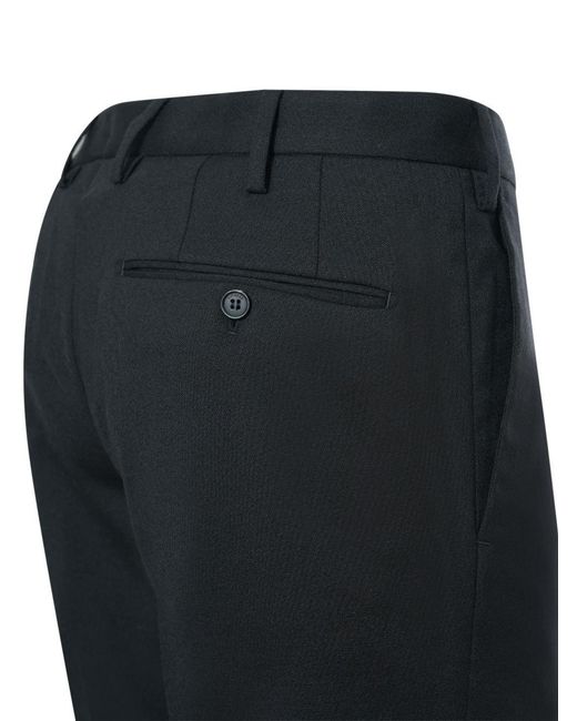 Incotex Black Buttoned Wool-Blend Pants for men