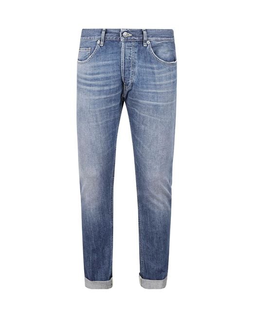 Dondup Blue Slim-Fit Cuffed Jeans for men