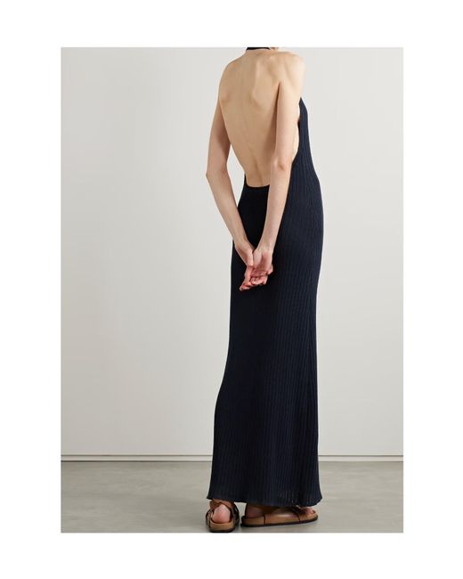 Nili Lotan Blue Ivenka Backless Halter Neck Dress