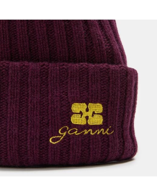 Ganni Purple Elegant Wine Hat