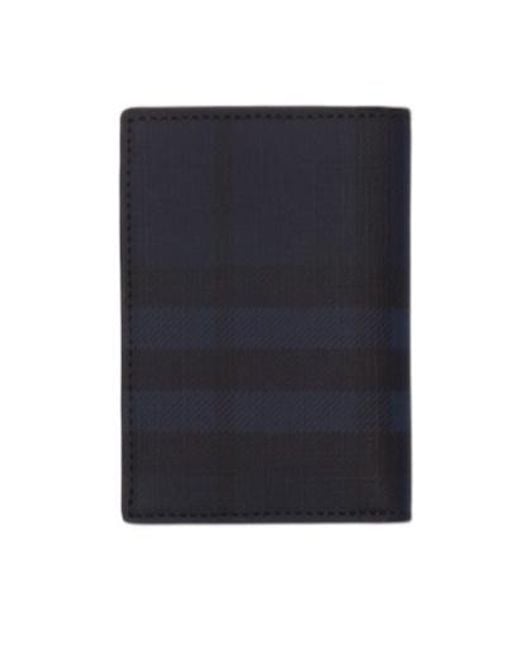Burberry Blue City Check Folding Card Case for men