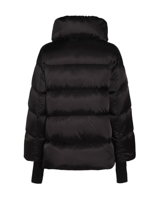 Add Black Ribbed-Cuffs Puffer Jacket