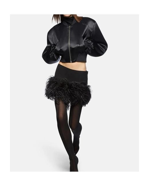 The Attico Black The Cropped Bomber Jacket