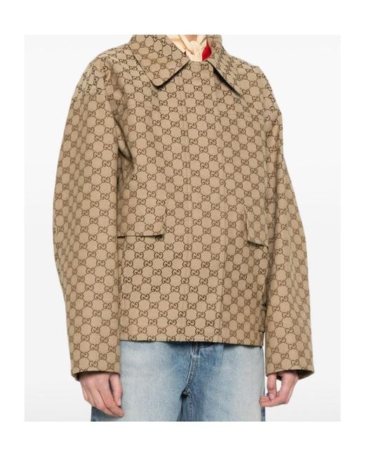 Gucci Natural Gg Monogram Bomber Jacket