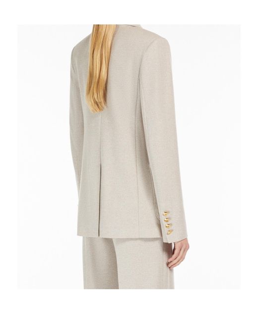 Max Mara White Double-Breasted Long-Sleeved Jacket
