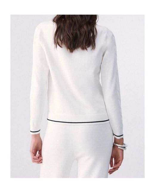 Liu Jo White Color-Contrast Trim Sweater