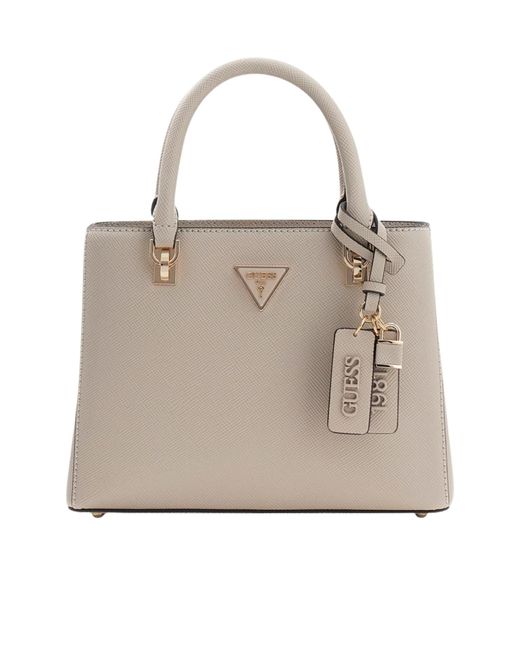 Guess Natural Logo Zipper Tote Bag