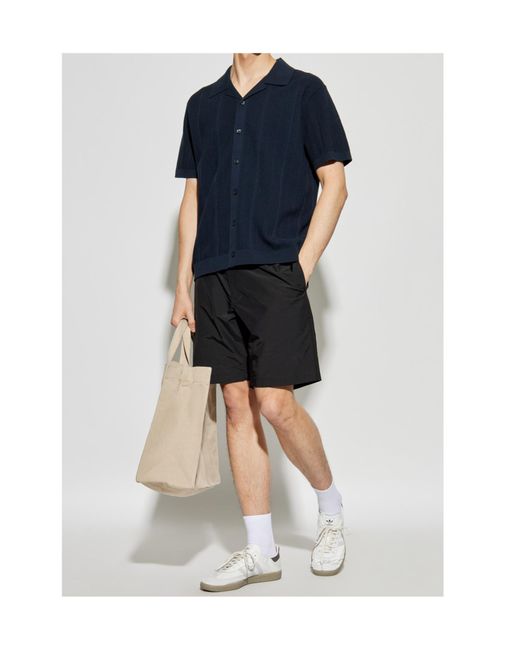 Theory Blue Textured Short-Sleeve Cardigan for men