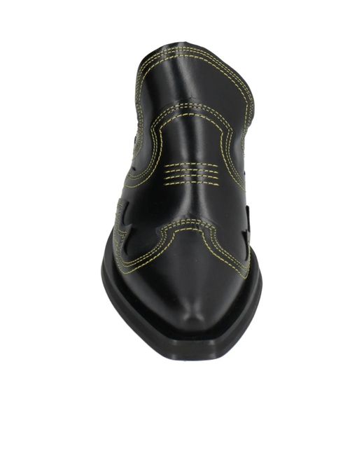 Ganni Black Simple Leather Mules