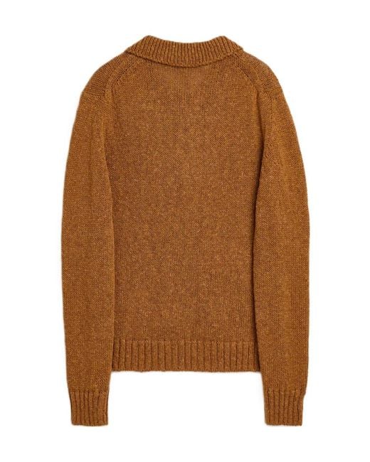 sunflower Brown Long-Sleeved Polo Collar Sweater for men