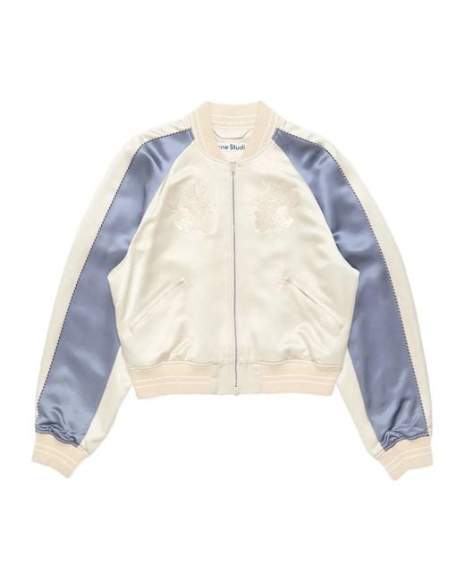 Acne Blue Logo-Embroidered Bomber Jacket for men