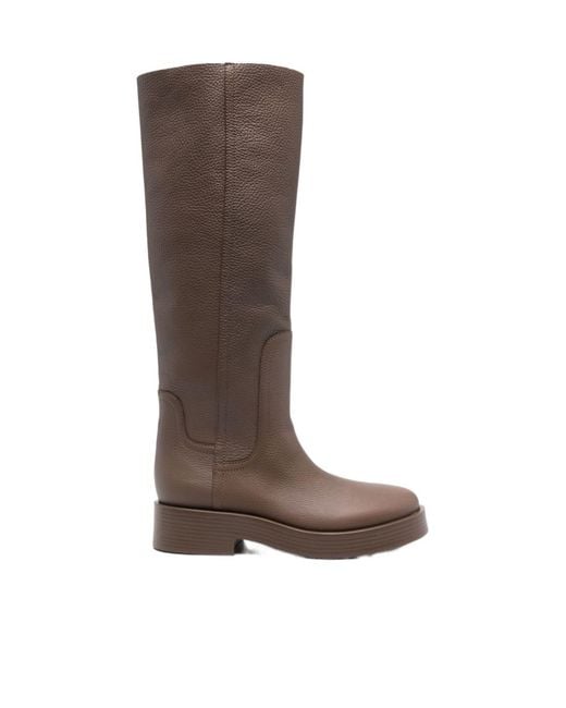 Casadei Brown Knee-High Leather Boots