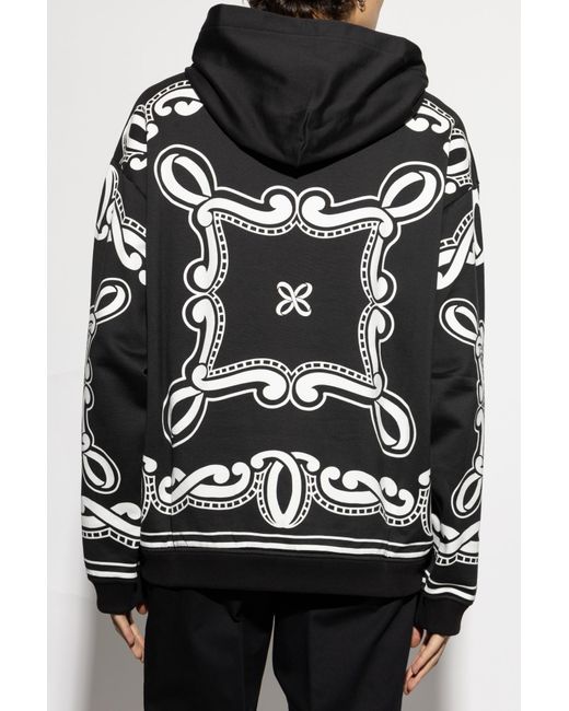 Dolce & Gabbana Black Bandana Printed Drop Shoulder Hoodie for men