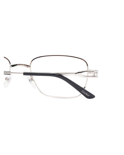 Cartier White Rectangle-Frame Glasses for men