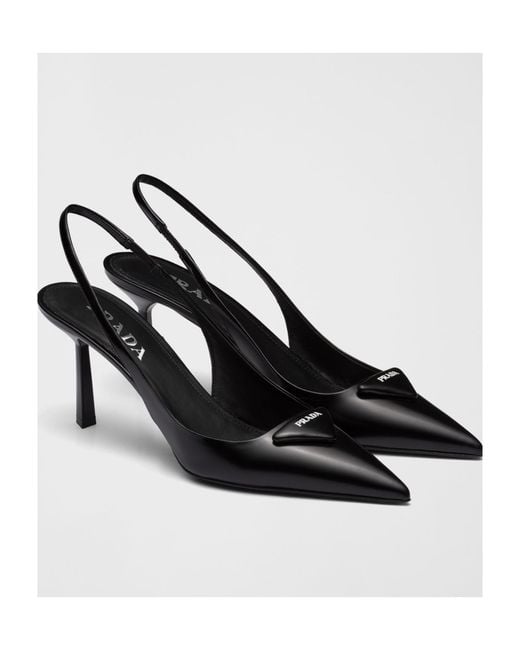 Prada Black Pointed-Toe Slingback Pumps